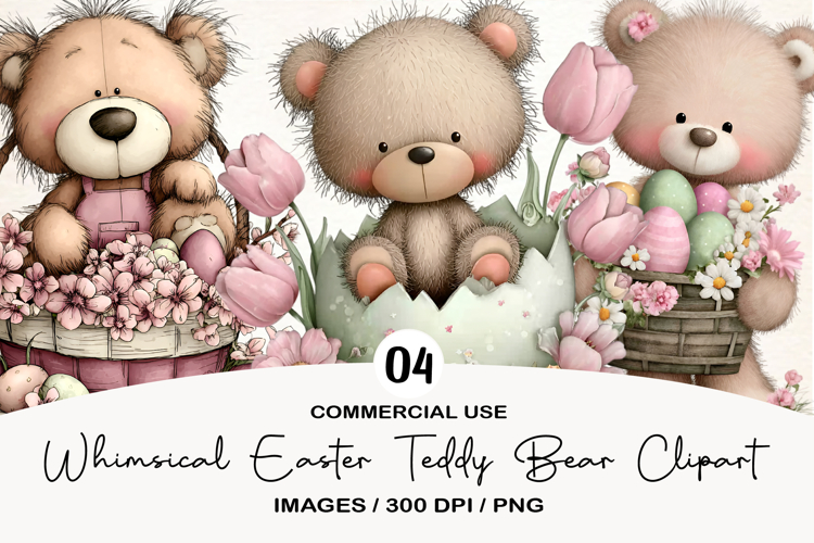 Whimsical Easter Teddy Bear Clipart
