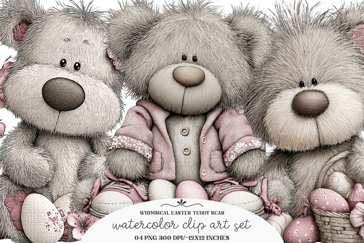 Whimsical easter teddy bear clipart - Easter teddy bear Png