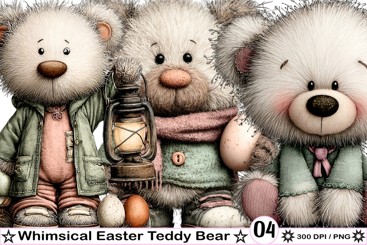Whimsical Easter Teddy Bear Clipart PNG