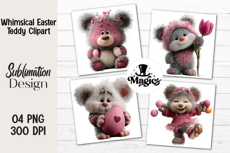 Whimsical Easter Teddy Clipart