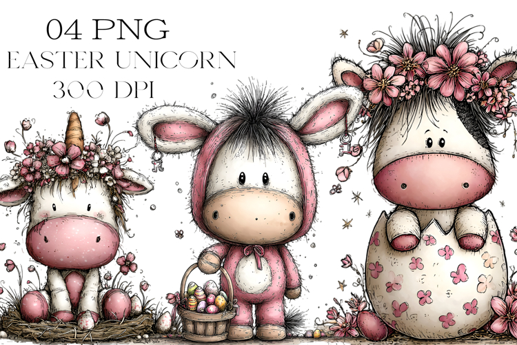 Whimsical Easter Unicorn Clipart