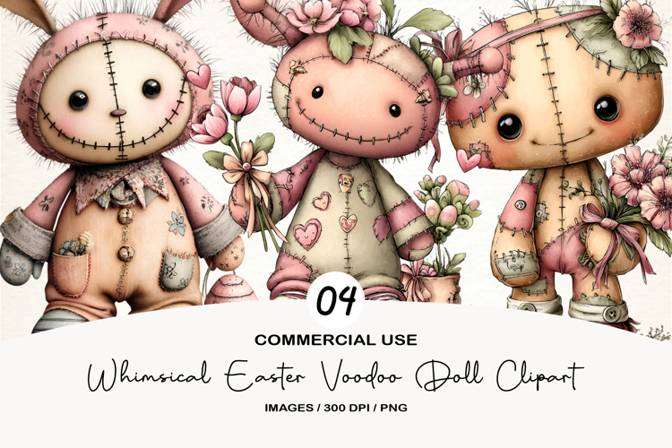 Whimsical Easter Voodoo Doll Clipart