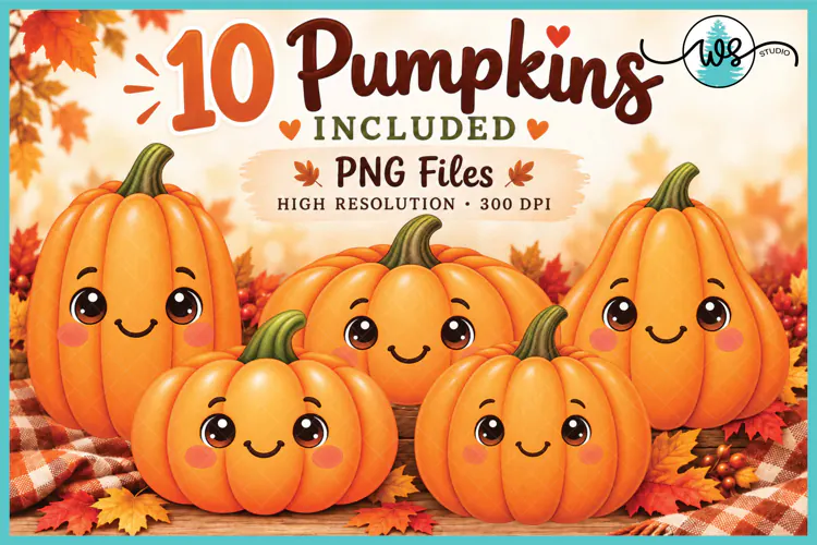 Whimsical Fall Halloween Pumpkin Clipart PNG
