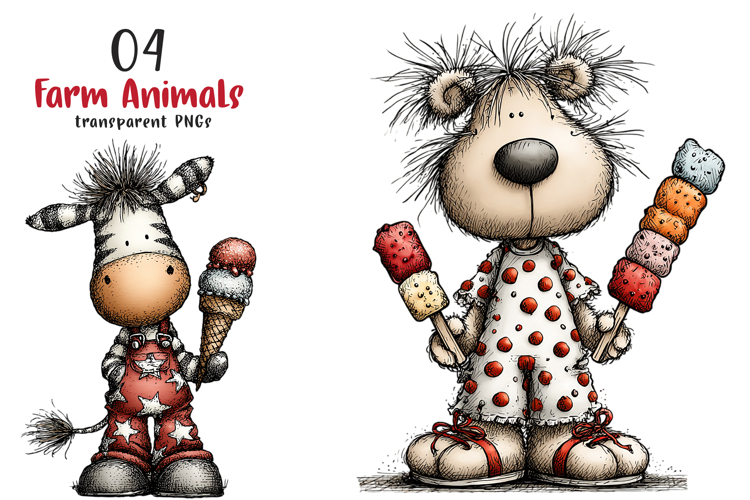 Whimsical Farm Animals Clipart