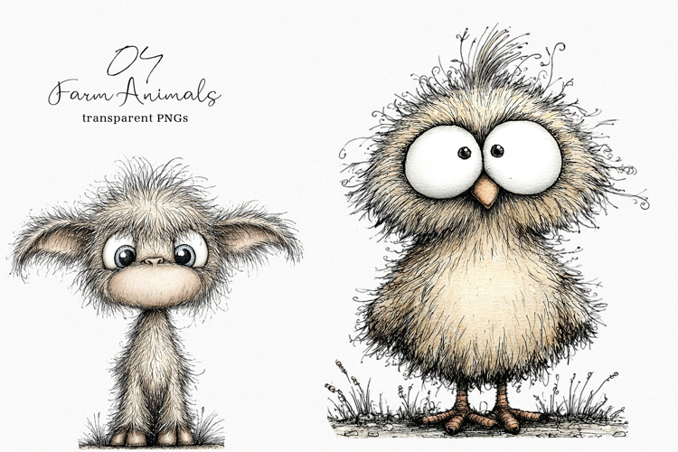 Whimsical Farm Animals Clipart