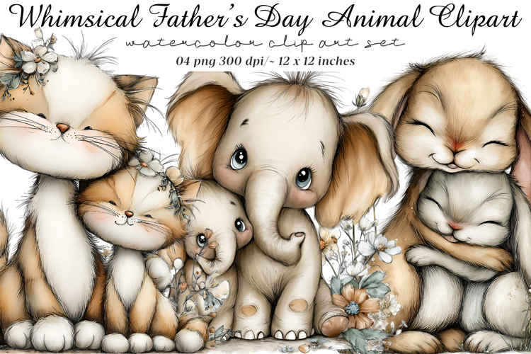 Whimsical Fathers Day Animals Clipart
