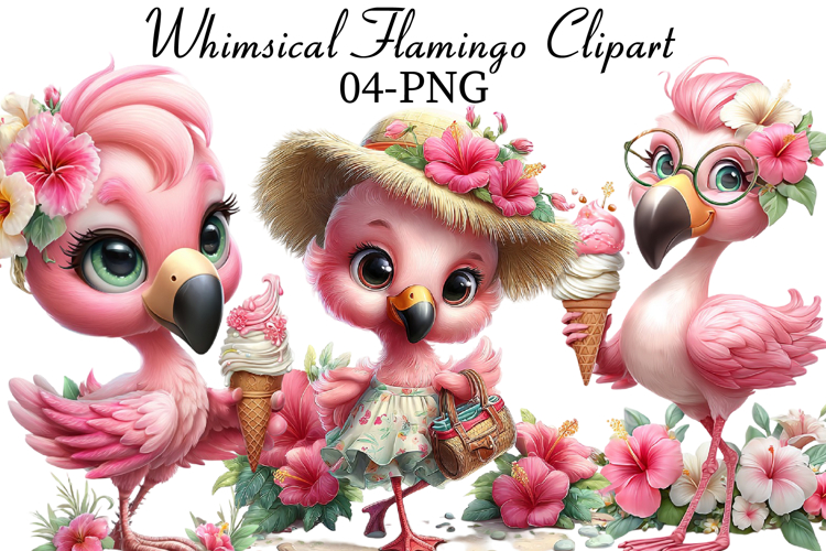 Whimsical Flamingo Clipart