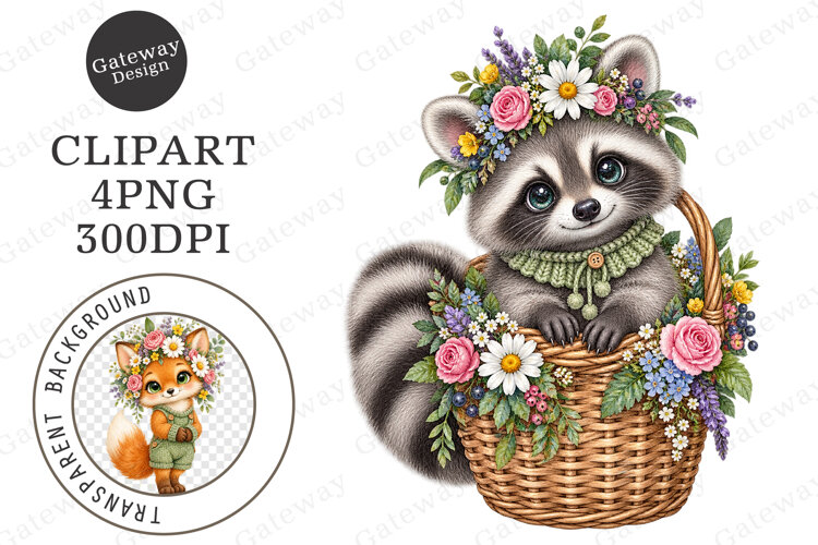 Whimsical Floral Animal Clipart example image 1