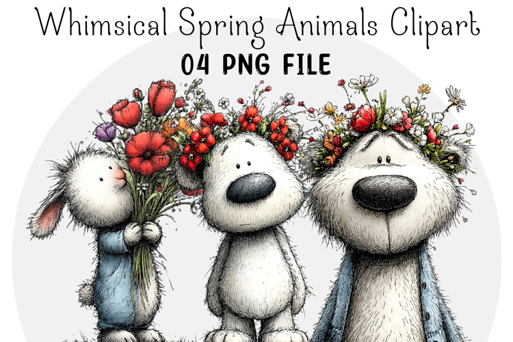 Whimsical Floral Animals Clipart