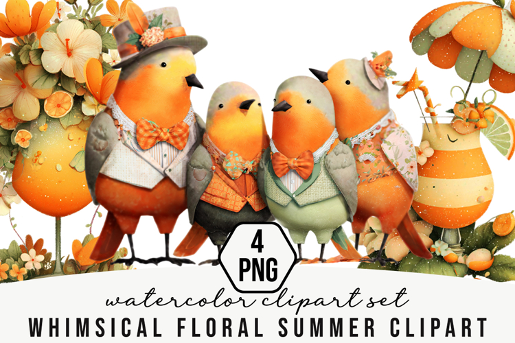 Whimsical Floral Summer Clipart