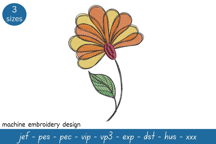 Whimsical Flower Embroidery Design - Floral Pattern