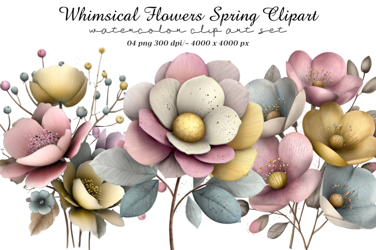 Whimsical Flowers Spring Clipart