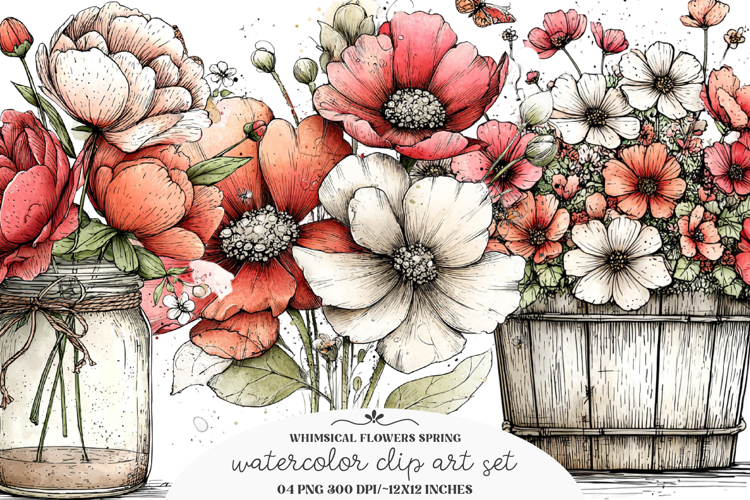 Whimsical flowers spring clipart - flowers spring Png
