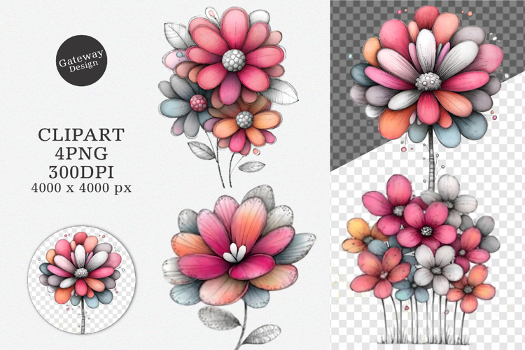 Whimsical Flowers Spring Clipart