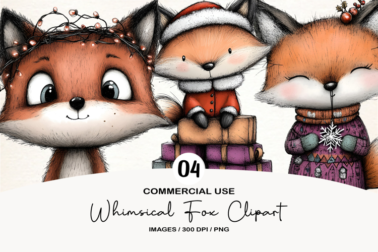 Whimsical Fox Clipart Sublimation