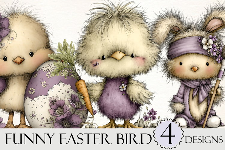 Whimsical Funny Easter Bird Clipart
