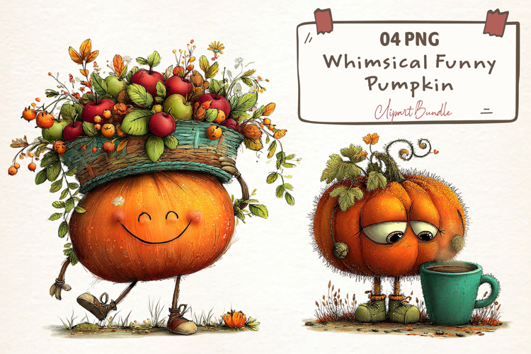 Whimsical Funny Pumpkin Clipart