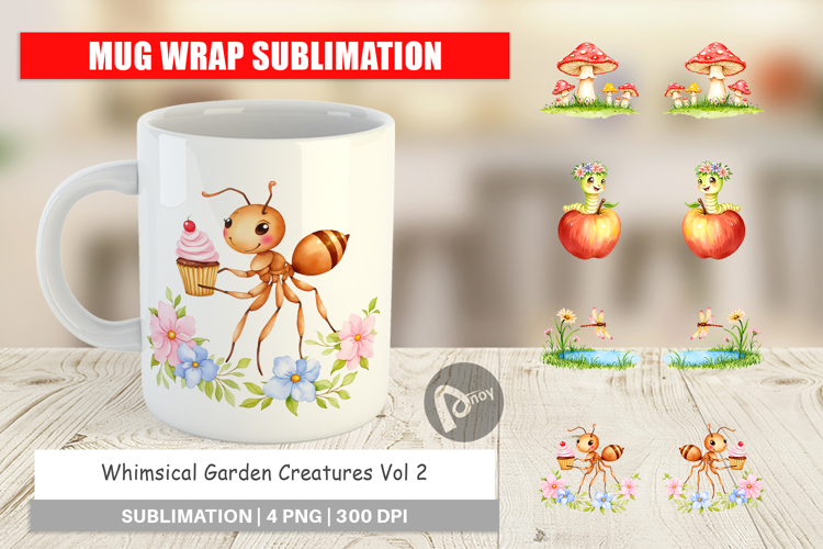 Mug Wrap Whimsical Garden Creatures