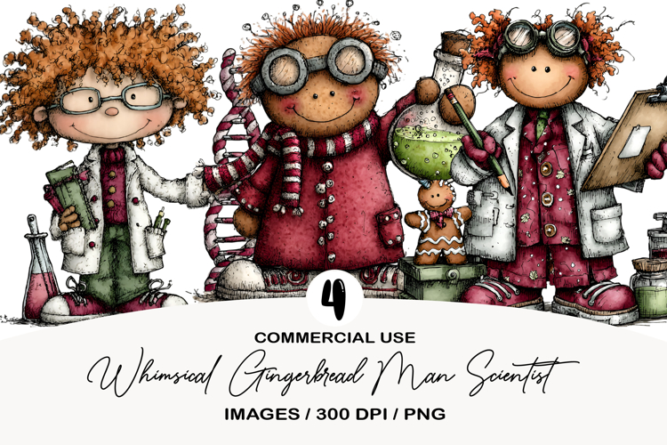 Whimsical Gingerbread Man Scientist Clipart