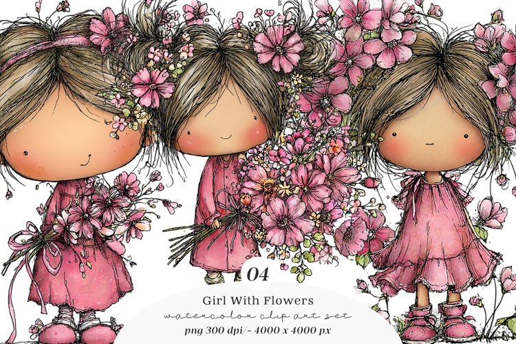 Whimsical Girl With Flowers example image 1