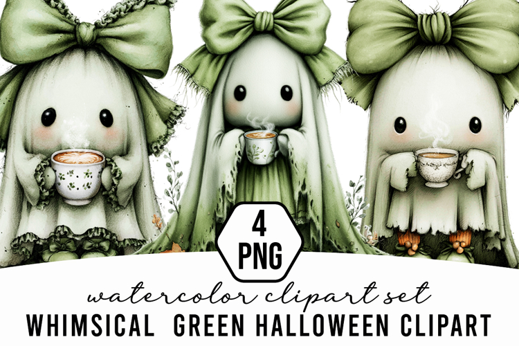 Whimsical Green Halloween clipart