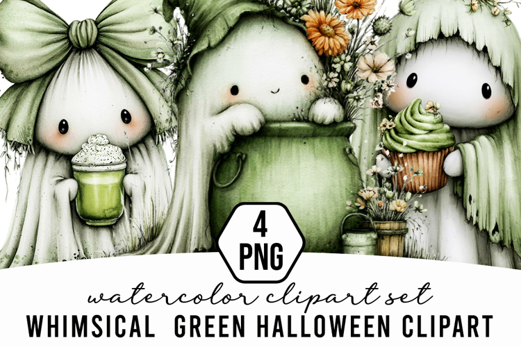 Whimsical Green Halloween clipart
