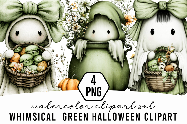 Whimsical Green Halloween clipart