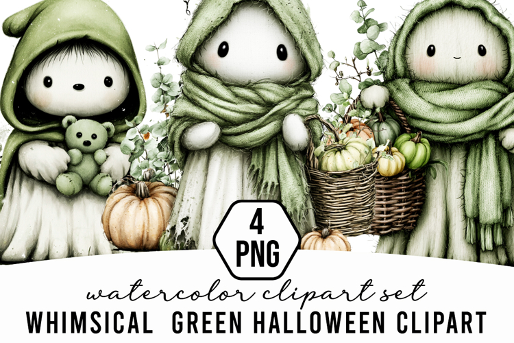 Whimsical Green Halloween clipart