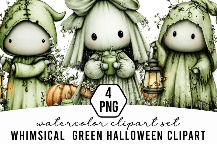 Whimsical Green Halloween clipart