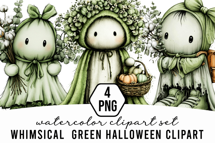 Whimsical Green Halloween clipart