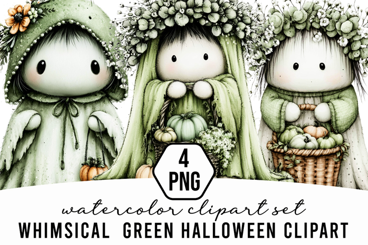 Whimsical Green Halloween clipart