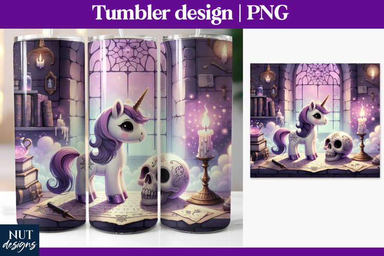 Unicorn Halloween Tumbler PNG Whimsical pastel halloween