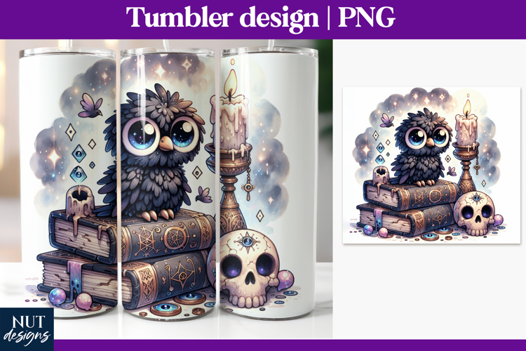 Cute Crow Halloween Tumbler wrap Whimsical pastel halloween