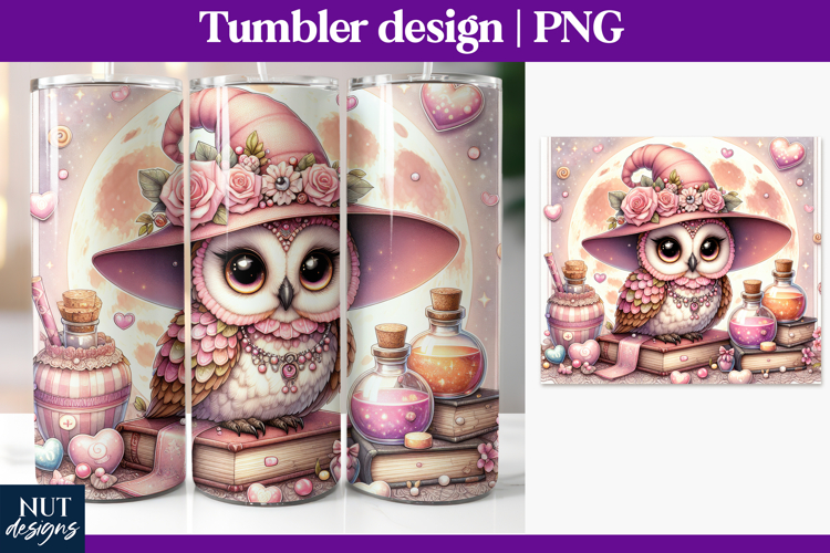 Cute Owl Halloween Tumbler wrap Whimsical pastel halloween