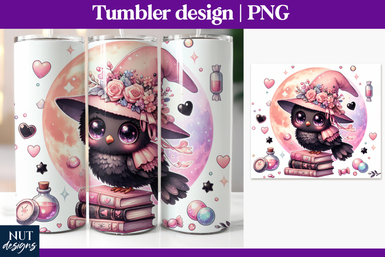 Whimsical pastel halloween Cute Bird Halloween Tumbler wrap