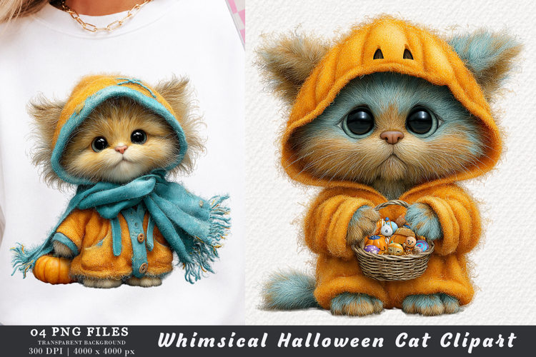 Whimsical Halloween Cat Clipart