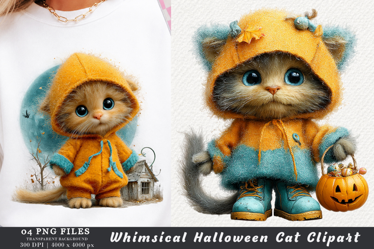Whimsical Halloween Cat Clipart