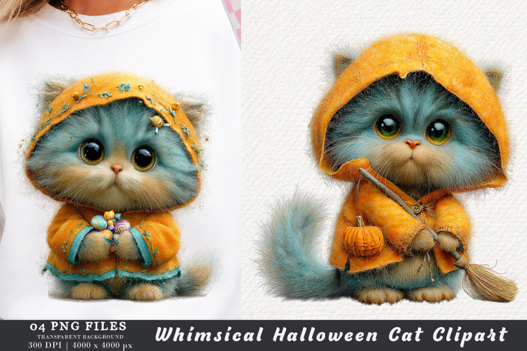 Whimsical Halloween Cat Clipart
