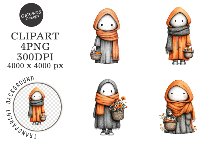 Whimsical Halloween Ghost Clipart