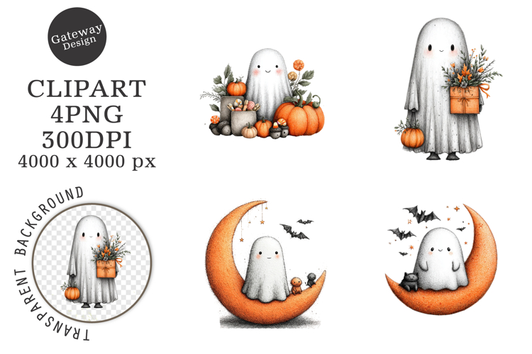 Whimsical Halloween Ghost Clipart