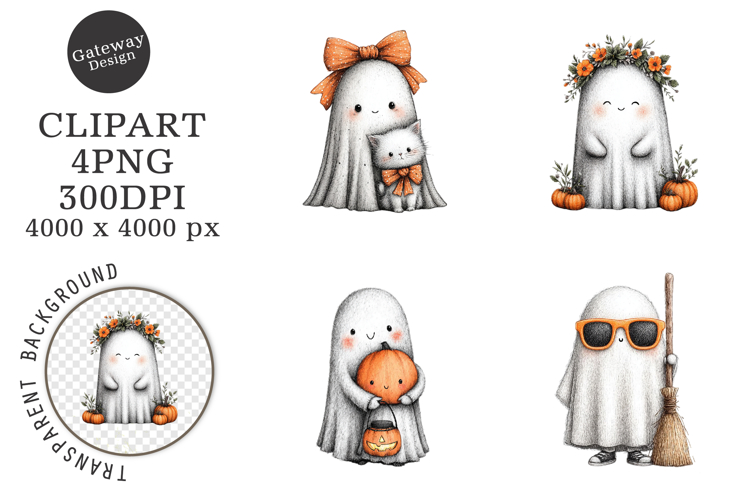 Whimsical Halloween Ghost Clipart