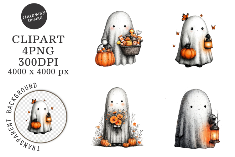 Whimsical Halloween Ghost Clipart
