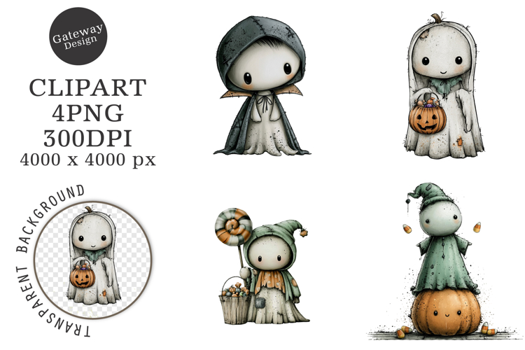 Whimsical Halloween Ghost Clipart