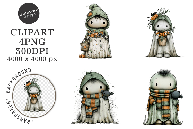 Whimsical Halloween Ghost Clipart