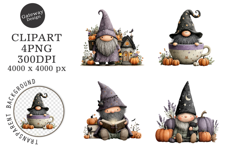 Whimsical Halloween Gnome Clipart
