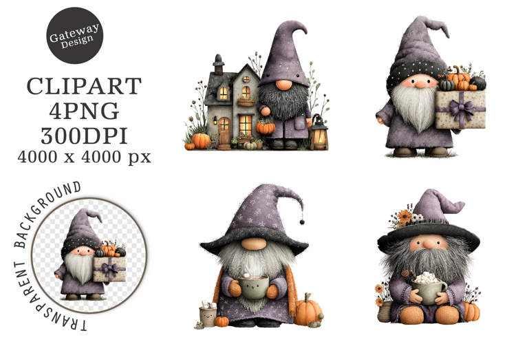 Whimsical Halloween Gnome Clipart