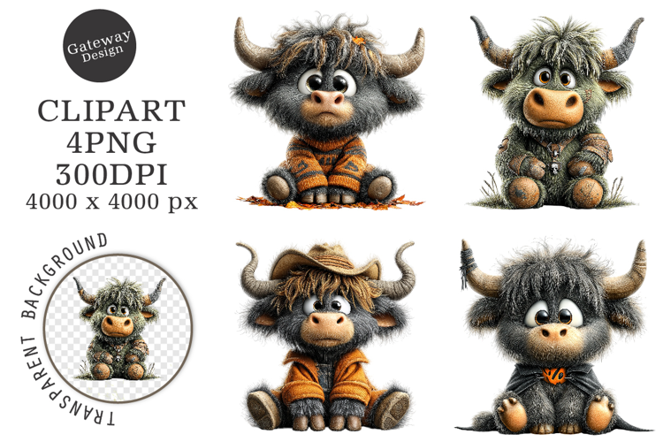 Whimsical Halloween Highland Clipart