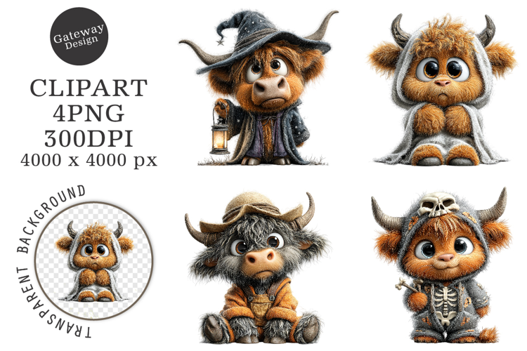 Whimsical Halloween Highland Clipart