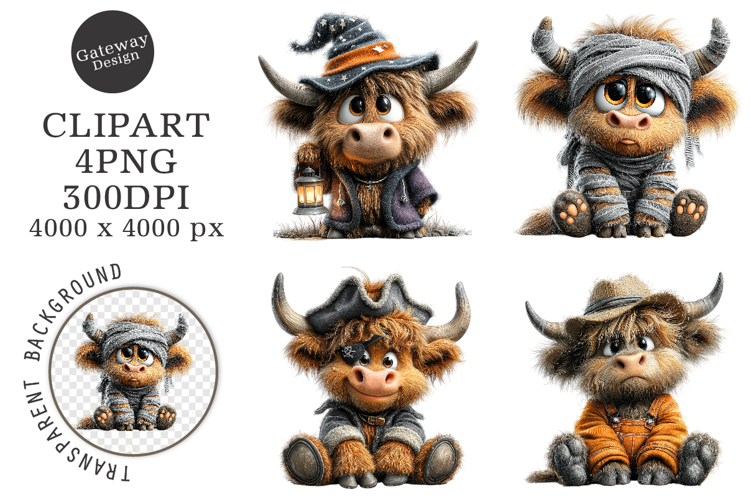 Whimsical Halloween Highland Clipart
