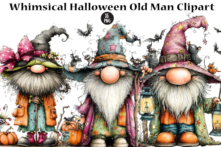 Whimsical Halloween Old Man Clipart